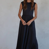 High Neck Open Back Maxi Dress