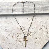 Pyrite Cross Charm Necklace