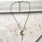 Pyrite Cross Charm Necklace