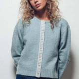 Lace Trim Wool Blend Cardigan
