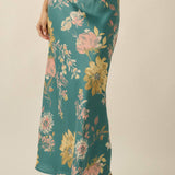 Textured Floral-Print Bias-Cut Maxi Skirt