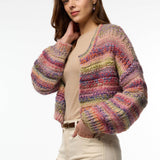 Multicolored Crop Knit Cardi