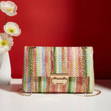 Women's straw crossbody bag small square bag