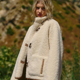 Oversized Sherpa Toggle Button Jacket