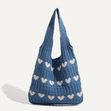 Love heart Crochet Tote Bag Hand-Woven shoulder Bag