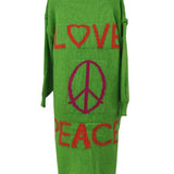 "Love & Peace" Exposed Seam Knit Cardigan