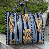 Tiger Print Cotton Tote Bag