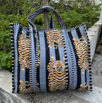 Tiger Print Cotton Tote Bag