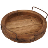 Round Farmhouse-Reclaimed Wood Tray With Handles