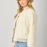 Embroidery Teddy Fur Jacket