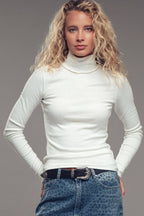 Striped Turtleneck Knit Top