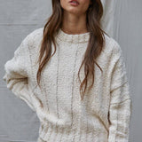 Wide Ribbed Knit Cotton Sweater