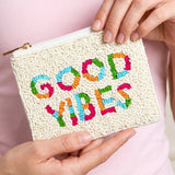 Colorful Good Vibes Beaded Coin Purse