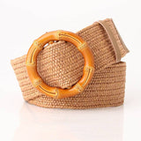 Boho Women's imitation straw wide elastic deco belt