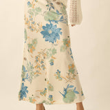 Textured Floral-Print Bias-Cut Maxi Skirt