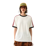 Women's Retro Side 3-Stripes Contrast Loose Fit T-Shirt
