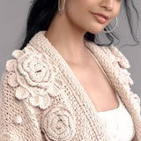 Handmade 3D Floral Cardigan Sweater