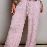 Solid Adjustable Drawstring Waist Casual Sweater Pants