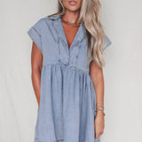 High Waist Denim Babydoll Dress