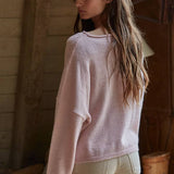 W2114 | Knit Sweater Rolled Round Neck Pullover Top