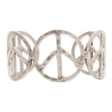 Silver Peace Sign Cuff Bracelet