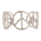 Silver Peace Sign Cuff Bracelet