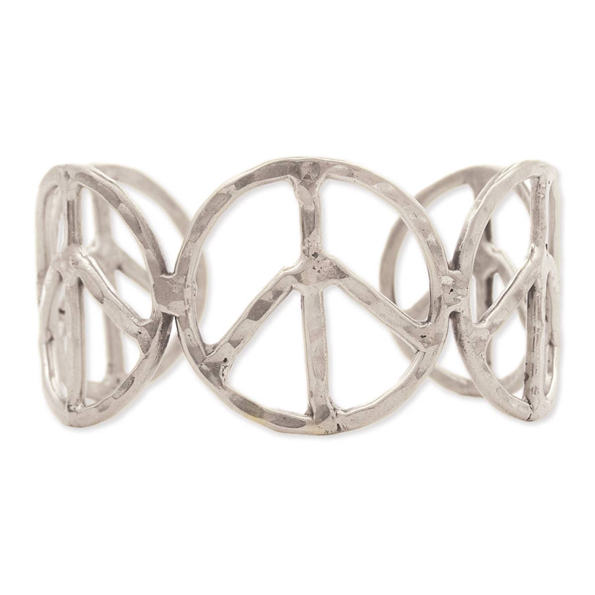 Silver Peace Sign Cuff Bracelet