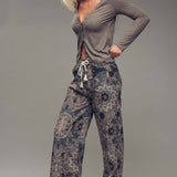 Boho Print Wide-Leg Lounge Pants