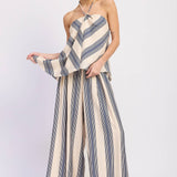 STRIPED WIDE LEG PANTS