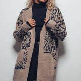 Animal Jacquard Long Knit Cardigan