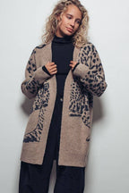 Animal Jacquard Long Knit Cardigan