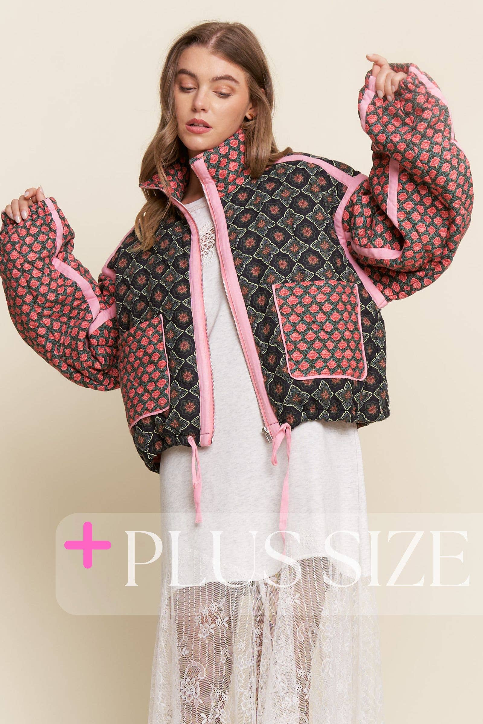 Rose Patterned Padded Jacket