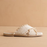 The Allie | Cream Lace Trim Cross Slide