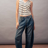 Light Dirty Wash Barrel Leg Jeans