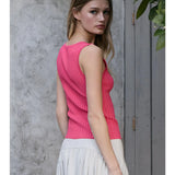 Sleeveless button top
