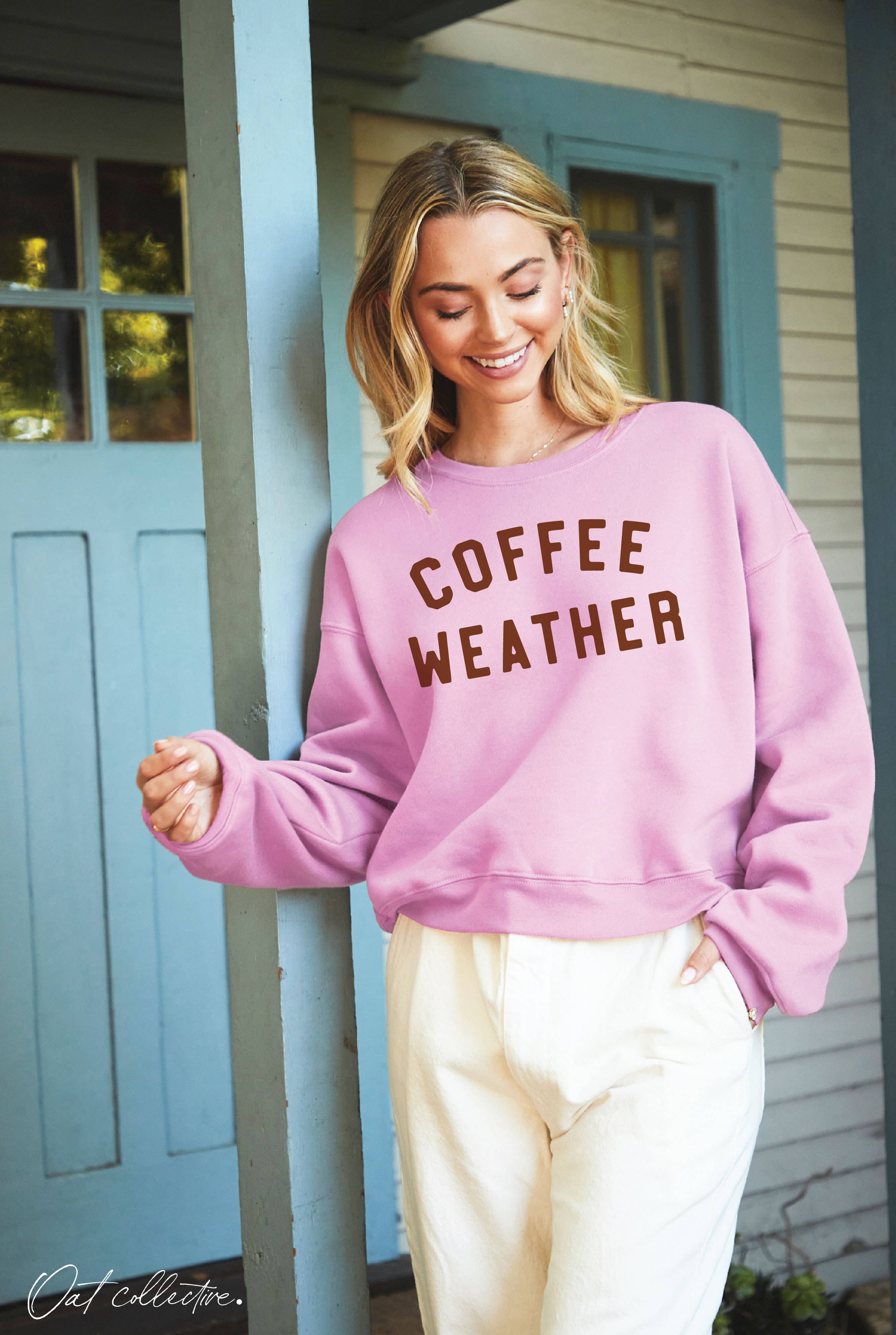 "COFFEE WEATHER" Cropped Sweatshirt