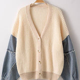 Ivory Contrast Knit Cardigan