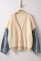 Ivory Contrast Knit Cardigan