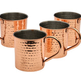 Set of Four Hammered Copper Mugs - Moscow Mule - Barware