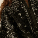Floral Sherpa Fleece Half-Zip Pullover Jacket