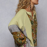 Print Panel Green Tea Knit Sweater