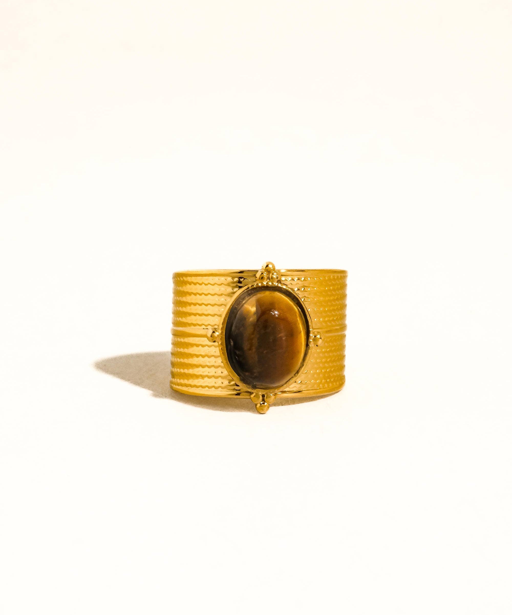 Oasis 18K Gold Non-Tarnish Stone Bold Adjustable Ring