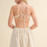ID10176 SCALLOP APLIQUE CRISS CROSS BACK FLARE MINI DRESS