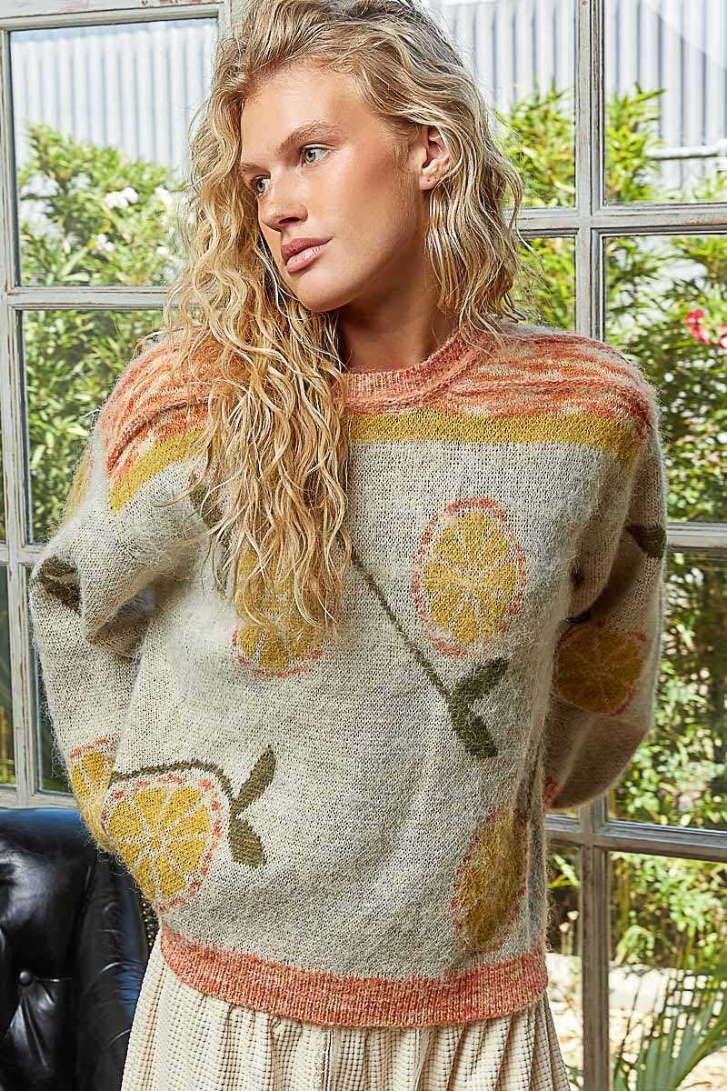 Orange Print Sweater