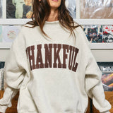 IT2594E-THANKFUL | Applique Embroidery Mock Neck Sweatshirt