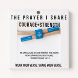 COURAGE + STRENGTH Christian Cord Bracelet, Bible Verse Gift