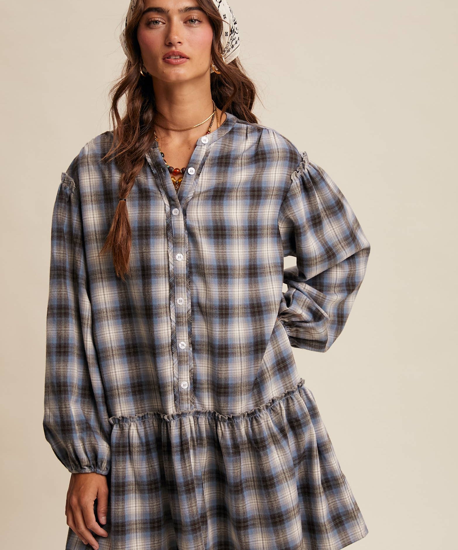 Plaid Drop-Waist Mini Dress