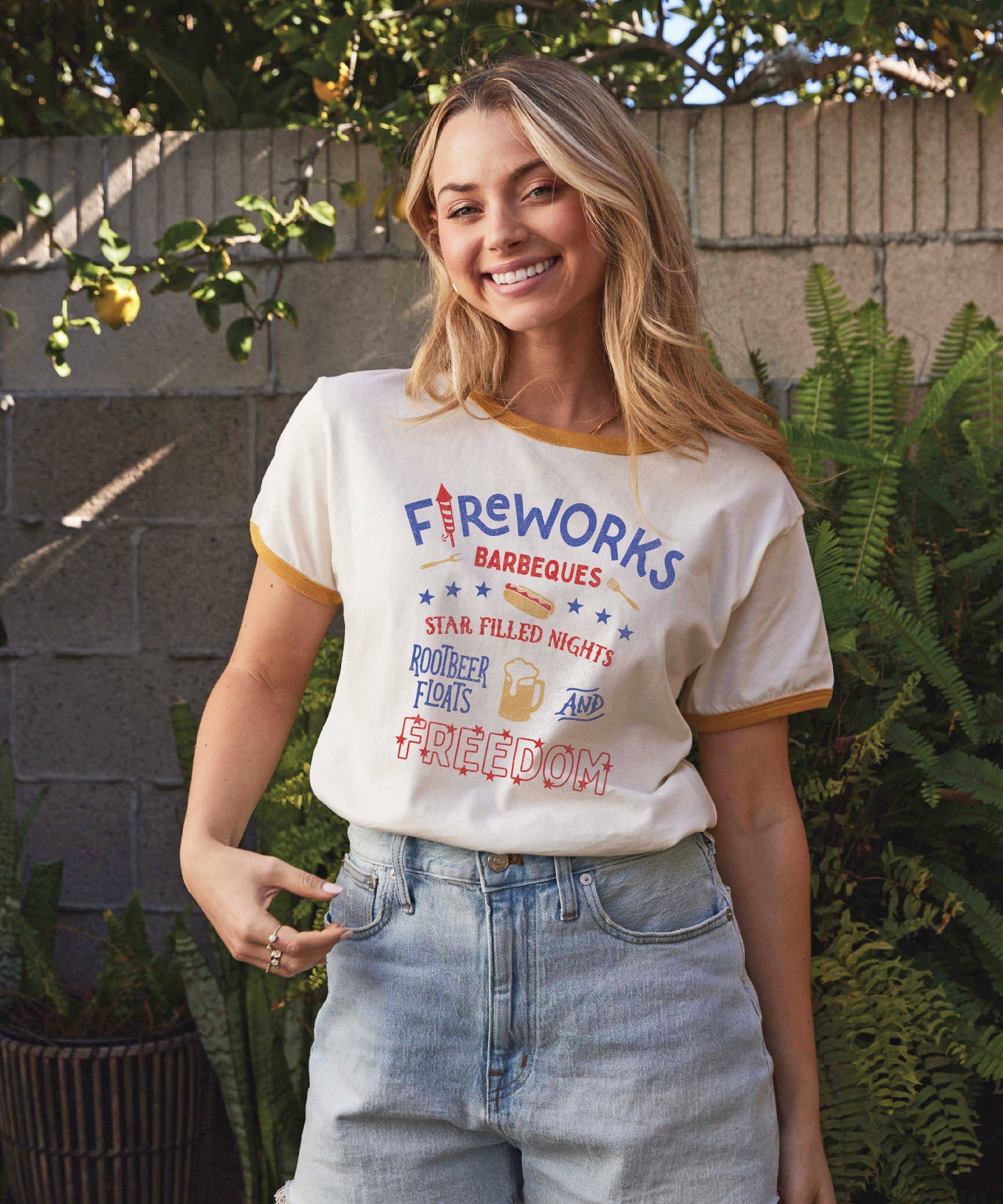 "Fireworks & Freedom" Ringer T-shirt