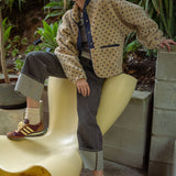 Button Front Polka Dot Sherpa Jacket