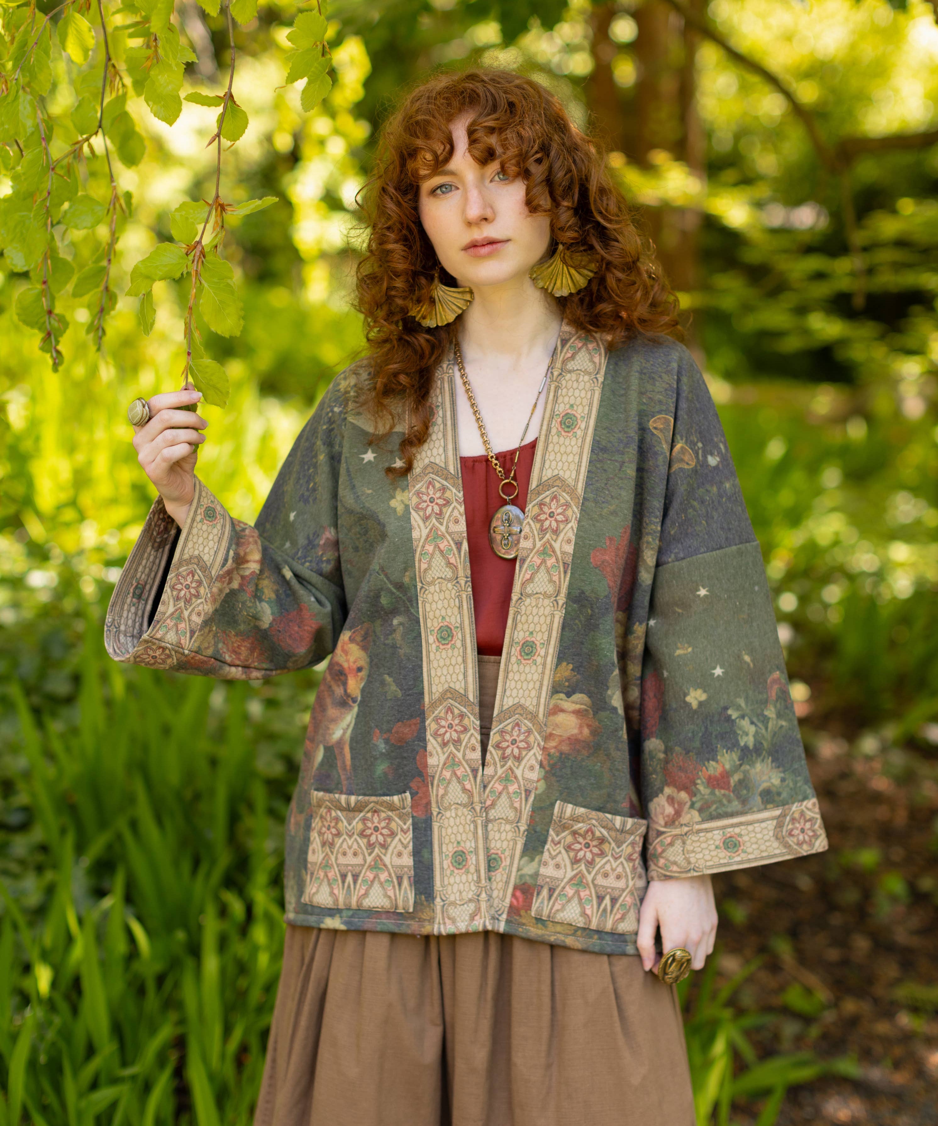 "The Messenger" Fleece Cottage Cardigan Jacket w/ Joan of Arc